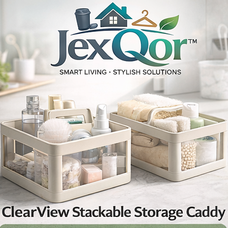 JexQor™ ClearView Stackable Storage Caddy with Transparent Panels
