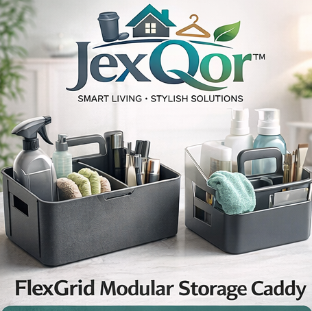 JexQor™ FlexGrid Modular Storage Caddy with Adjustable Compartments