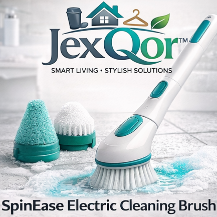 JexQor™ SpinEase Electric Cleaning Brush with Interchangeable Heads