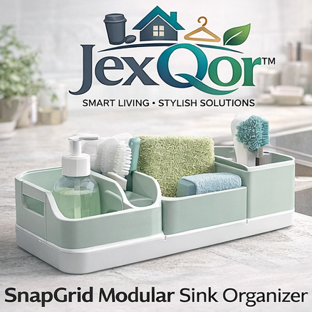 JexQor™ SnapGrid Modular Sink Organizer with Detachable Compartments